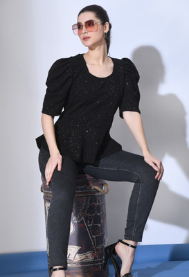 Arbiter Collection Casual Printed Women Black Top