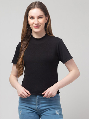 Tanushk Casual Solid Women Black Top
