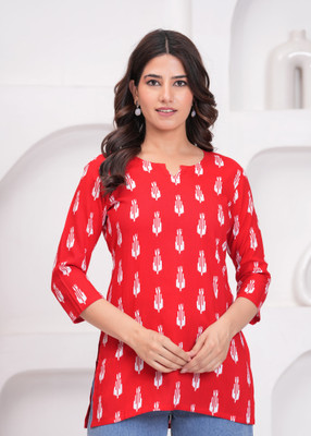 ganpati traders Casual Printed Women Red Top