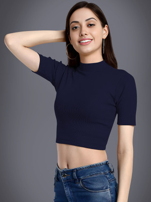 Maheshvi Casual Solid Women Dark Blue Top