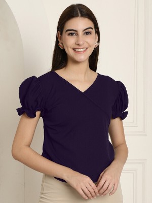 Tromko Casual Solid Women Purple Top