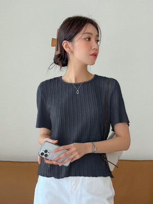 veshh Casual Self Design Women Dark Blue Top