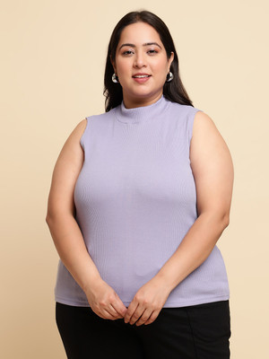 HouseOfCommon Casual Solid Women Purple Top