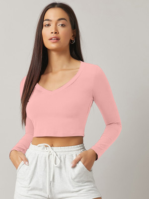 Babisa Casual Solid Women Orange Top