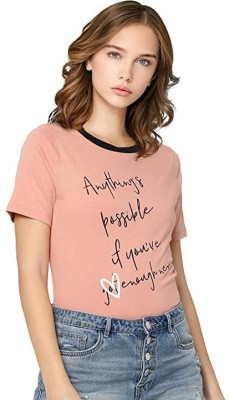 Vermillion Co Casual Printed, Graphic Print Women Pink Top