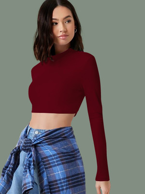 Dream Beauty Fashion Casual Solid Women Maroon Top