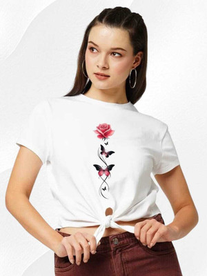 GEETU LOOKS Casual Printed Women White Top