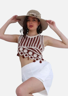 Classye Creation Casual Self Design Women Maroon Top