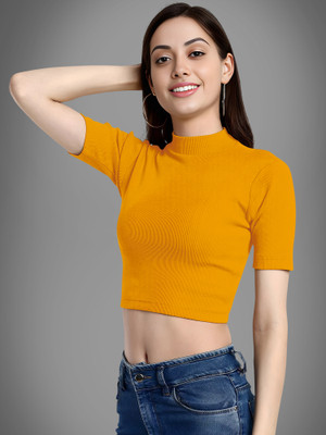 NAVYANKAA Casual Self Design Women Yellow Top