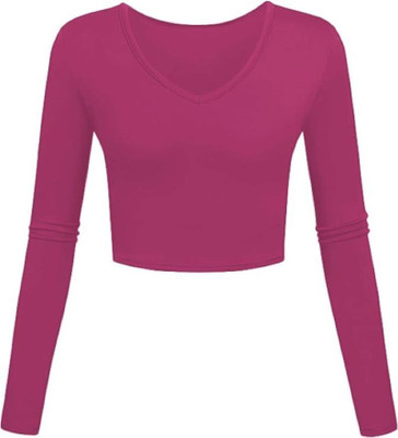 THE BLAZZE Casual Full Sleeve Self Design Women Pink Top