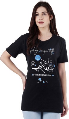 AFFAIR Casual Graphic Print Women Black Top