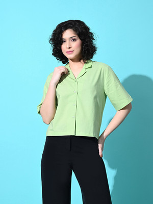 Raffaella Party Solid Women Light Green Top