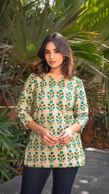 JAIPUR FASHION Casual Printed Women Green Top