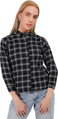 areeba Casual Printed Women Black Top