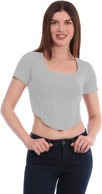 alisher Casual Solid Women Grey Top