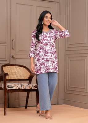 vidhi's creation Casual Printed Women White Top