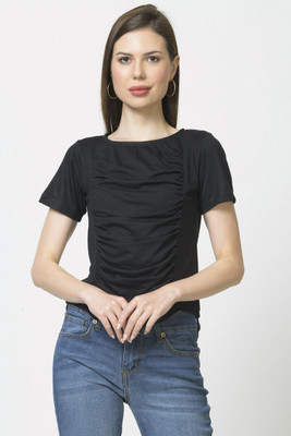 Styvibe Casual Solid Women Black Top