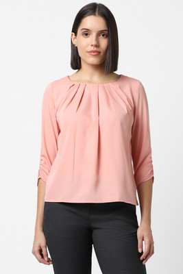 VAN HEUSEN Formal Solid Women Pink Top