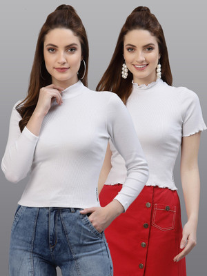 FRISKERS Party Solid Women White Top