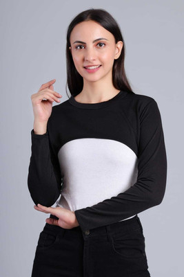 JASMIRA Party Color Block Women Black, White Top