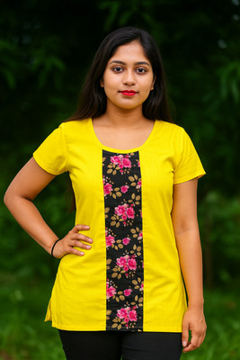 RJTEXTILES Casual Floral Print Women Yellow Top