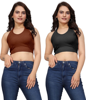 GRIVAAMBALIYA Party Solid Women Multicolor Top