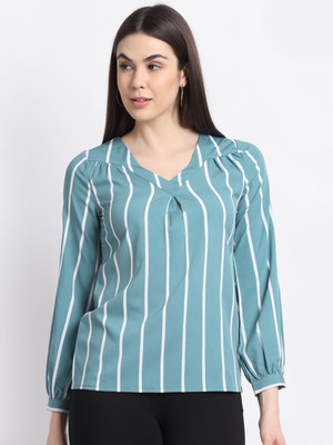 La Zoire Casual Striped Women Blue Top