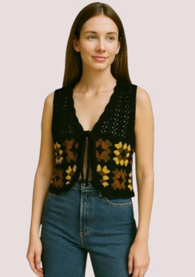 Laxmi Empire Casual Self Design Women Black Top