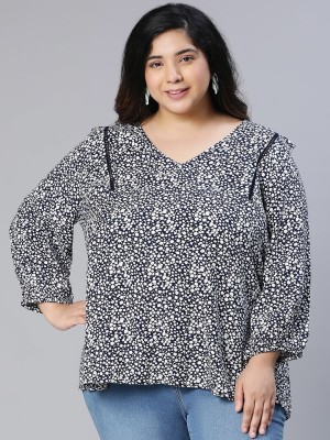 OXOLLOXO Casual Printed Women Dark Blue Top