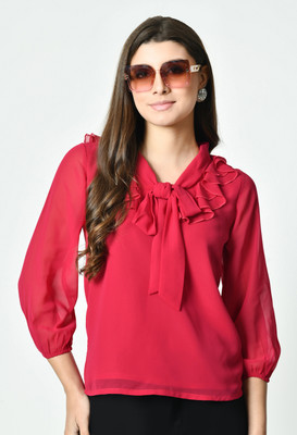 OTIRA Casual Solid Women Pink Top