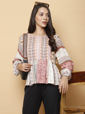 250 Designs Casual Printed Women Multicolor Top