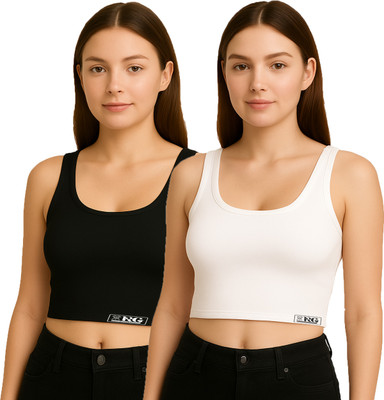 Rapid Garments Casual Solid Women Black, White Top