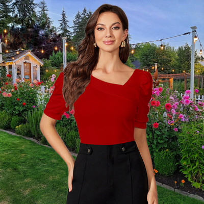 Maheshvi Casual Solid Women Red Top
