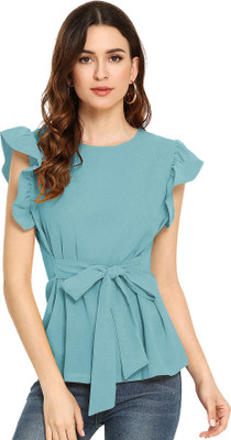 SHREE KSHETRAPAL CREATION Casual Solid Women Light Green Top