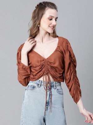 OXOLLOXO Casual Printed Women Brown Top