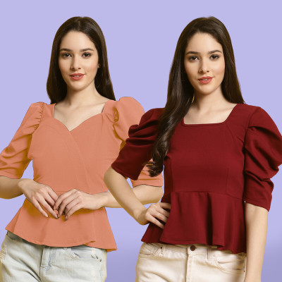 Fabflee Casual Solid Women Multicolor Top