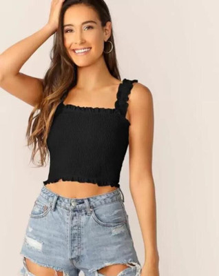 IQRAAR Casual Solid Women Black Top