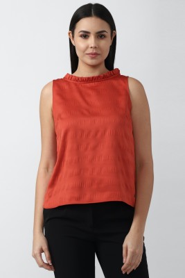 VAN HEUSEN Casual Solid Women Orange Top