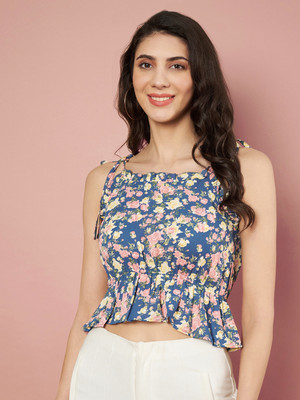 SLENOR Party Floral Print Women Multicolor Top
