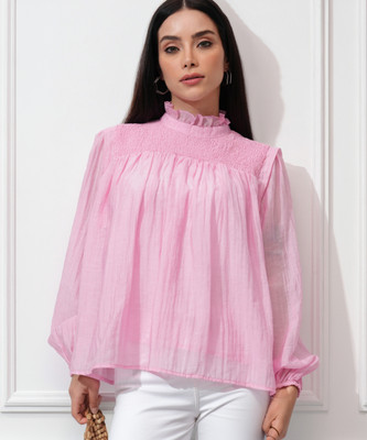 Tokyo Talkies Casual Self Design Women Pink Top