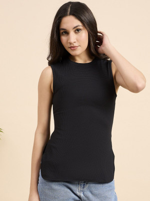 Mast & Harbour Casual Solid Women Black Top