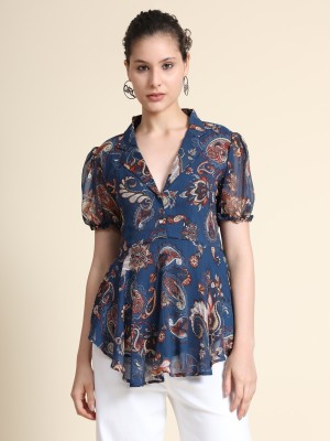 Toochki Casual Printed Women Blue Top