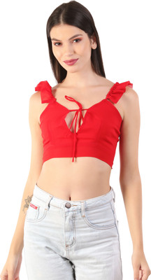 KIYOO Casual Solid Women Red Top
