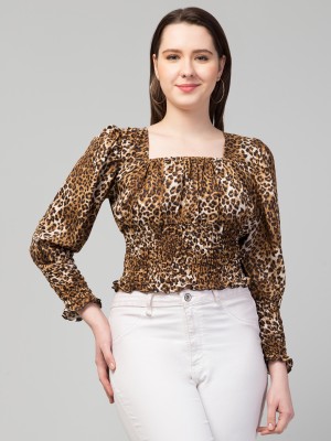 pluckily Casual Solid Women Brown Top