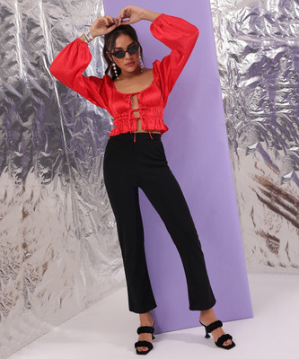 OTTAVIA Party Solid Women Red Top