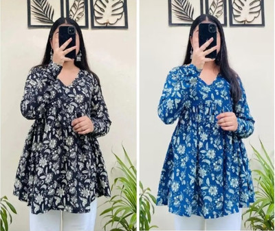 BIBHATSU Casual Floral Print Women Multicolor Top