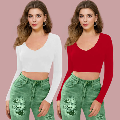 Dream Beauty Fashion Casual Self Design Women Red Top