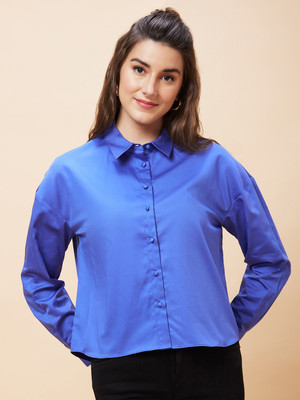 Globus Casual Solid Women Blue Top