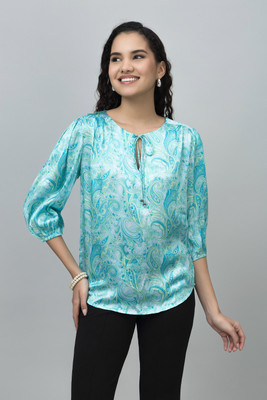 PURYS Casual Printed Women Blue Top