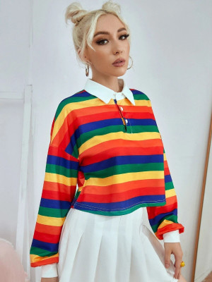 HouseOfCommon Casual Striped Women Multicolor Top